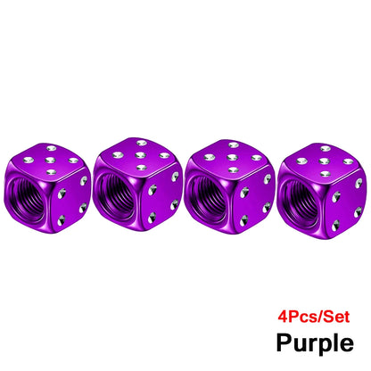 Aluminum Dice Tire Valve Caps Dustproof Car Truck Motocycle Bike Dice Wheel Stem Tyre Tire Wheel Stem Air Valve Dust Cap Cover Beauty World Shop