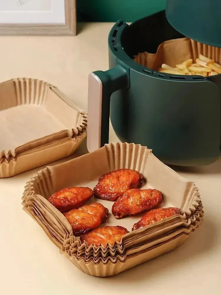 50Pcs Air Fryer Disposable Paper Non-Stick Airfryer Baking Papers Round Air-Fryer Paper Liners Paper Kitchen Accessories Beauty World Shop