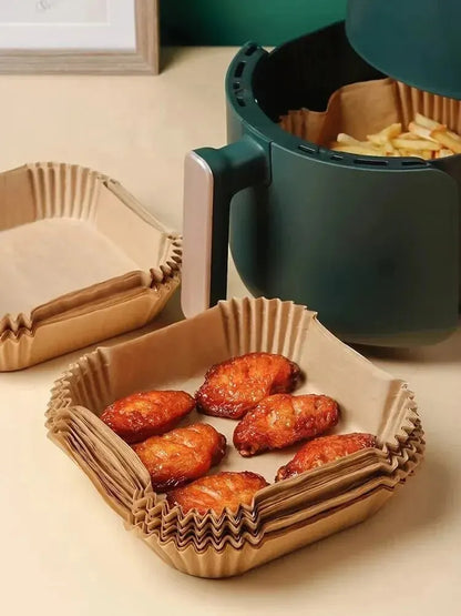 50Pcs Air Fryer Disposable Paper Non-Stick Airfryer Baking Papers Round Air-Fryer Paper Liners Paper Kitchen Accessories Beauty World Shop