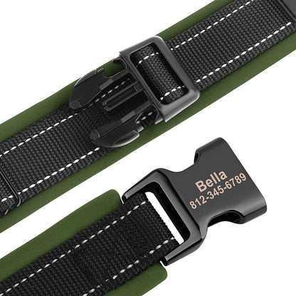 Reflective Personalized Dog Collar Engrave ID Nylon Collars Soft Padded Dogs Collar Adjustable for Small Medium Large Dogs Pug