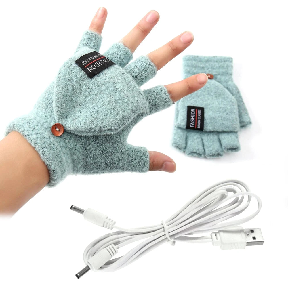 Electric heating gloves hand warmer gloves heater rechargeable USB reusable laptop suitable for sports skiing winter warm gloves Beauty World Shop