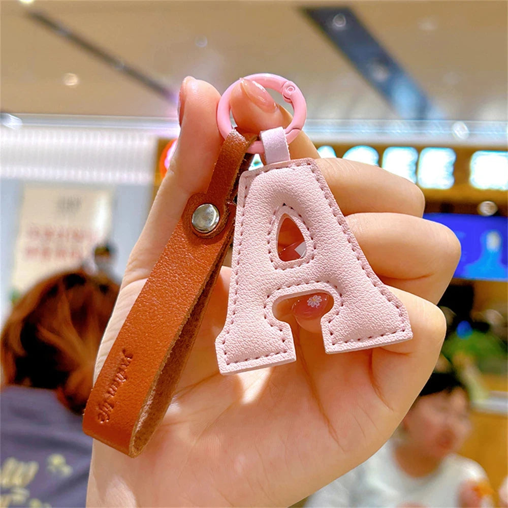 Creative PU Leather 26 Letter Keychains Fashion Alphabet Keyrings Handbag Ornaments Pendant Car Key Holder Accessories Gifts Beauty World Shop