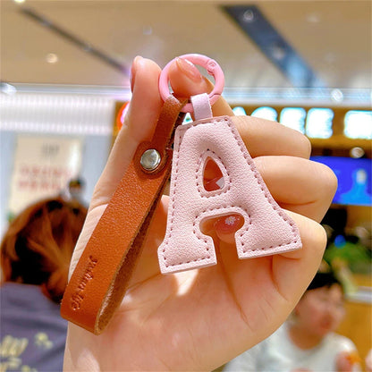 Creative PU Leather 26 Letter Keychains Fashion Alphabet Keyrings Handbag Ornaments Pendant Car Key Holder Accessories Gifts Beauty World Shop