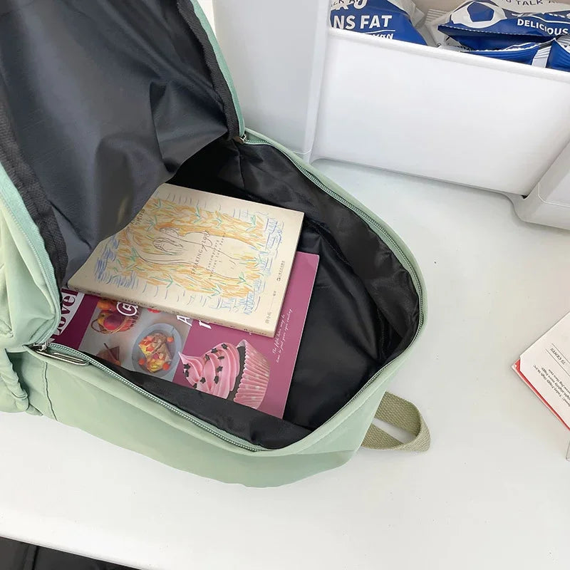 Lightweight Solid Color Backpack for High School Students Multifunctional Casual Bag School Travel Daily Use Simple Design Beauty World Shop