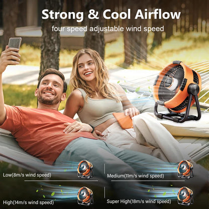 Camping Fan 20000mAh Rechargeable Portable Outdoor Camping Fan Air Circulators Wireless Tent Ceiling Fans with Hook and Light Beauty World Shop