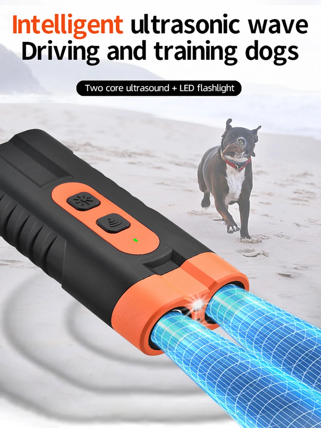 2025 Dual Head Ultrasonic Dog Repeller USB Rechargeable Dog Training Device High-Power Anti Bark Device with LED Flashlight Beauty World Shop