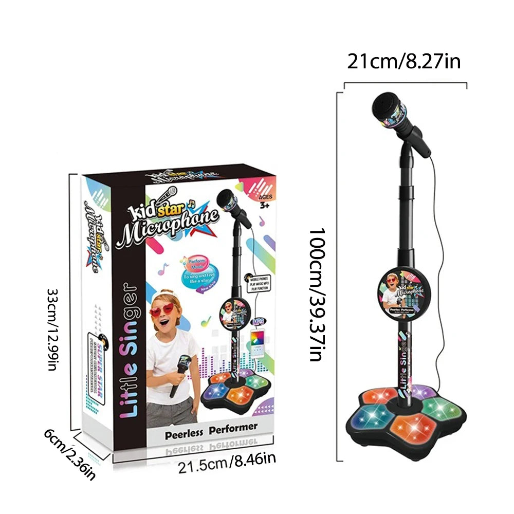 Kids Rocking-Roll Microphone with Stand Karaoke Song Music Instrument Toys Brain-Training Educational Toy Birthday Gift Girl Boy Beauty Fashion