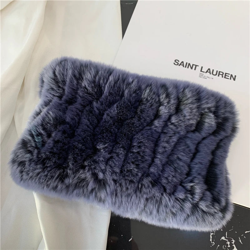 Women Handmade Stretch 100% Real Rabbit Fur Scarf Knit Genuine Rex Rabbit Fur Headbands Girls Natural Rabbit Fur Ring Scarves Beauty World Shop