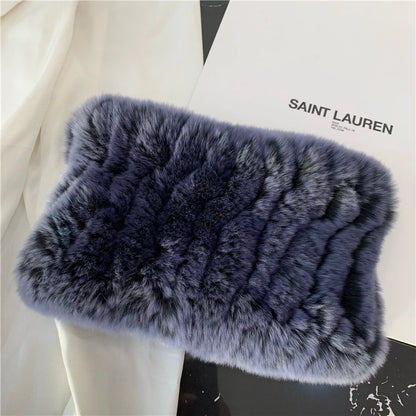 Women Handmade Stretch 100% Real Rabbit Fur Scarf Knit Genuine Rex Rabbit Fur Headbands Girls Natural Rabbit Fur Ring Scarves Beauty World Shop