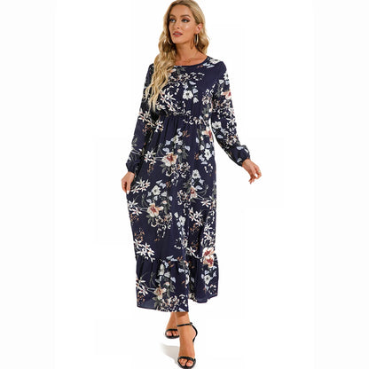 2023 Sping Summer Bohemian Women Maxi Dress Casual Long Sleeve High Waist Beach Woman Chiffon Dresses Floral Vestidoes Mujer New Beauty World Shop