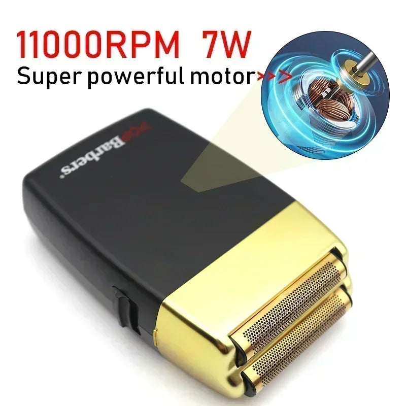 11000 RPM POP Barbers P620 Professional Electric Men's Beard Trimmer Double Foil Shaver Electric Shaver USB Hair Cutting Machine Beauty World Shop