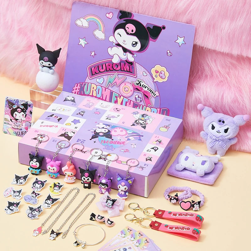 Cute Kuromi Cinnamoroll Melody Christmas Advent Calendar Kawaii Random Figure Ornament Anime Cartoon Keychain Kids Toy Gift Beauty World Shop