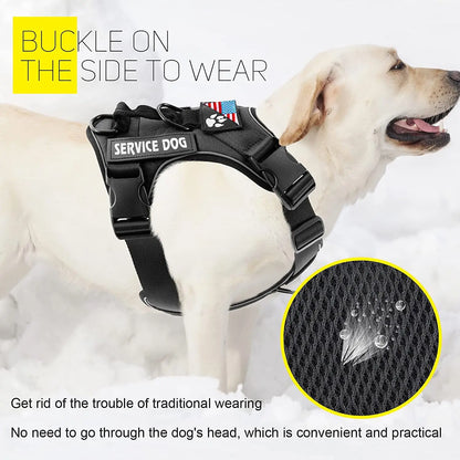 Service Dog Harness, Reflective Dog Vest Harness with 5 PCS Patches, Adjustable Soft Oxford Pet Harness, Inner Layer Mesh, Easy Beauty World Shop