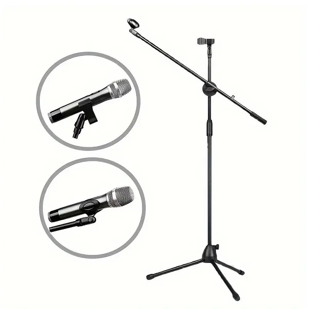 Tripod Microphone Stand Boom Mic Stand with 2 Mic Clip Holder Collapsible Adjustable Mic Bracket Beauty World Shop