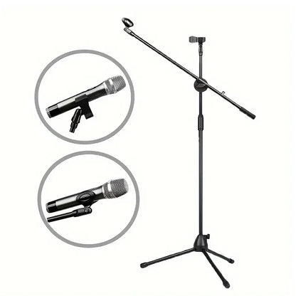 Tripod Microphone Stand Boom Mic Stand with 2 Mic Clip Holder Collapsible Adjustable Mic Bracket Beauty World Shop