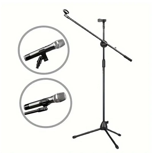 Tripod Microphone Stand Boom Mic Stand with 2 Mic Clip Holder Collapsible Adjustable Mic Bracket Beauty World Shop