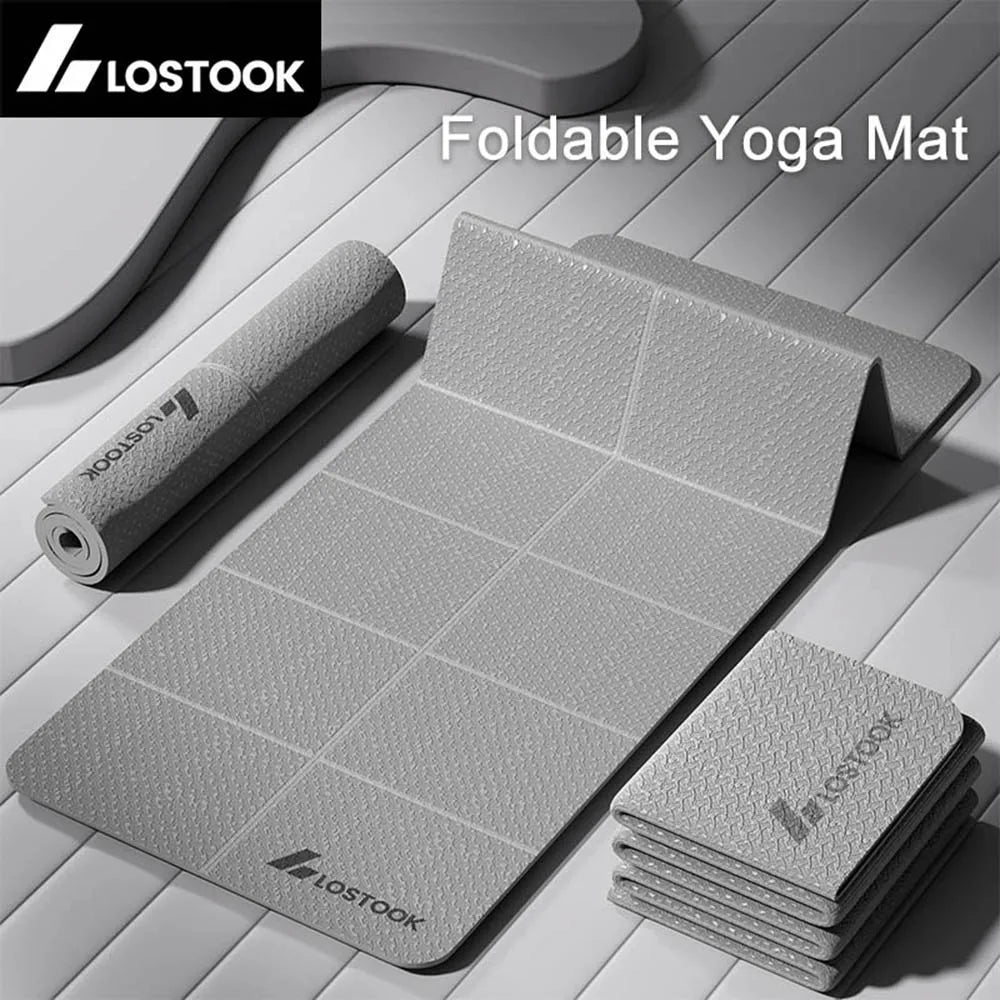 4mm Thick TPE Foldable Yoga Mat 183*61cm Easy Storage for Travel Yoga Pilates Home Exercise Floor Mat ﻿ Beauty World Shop