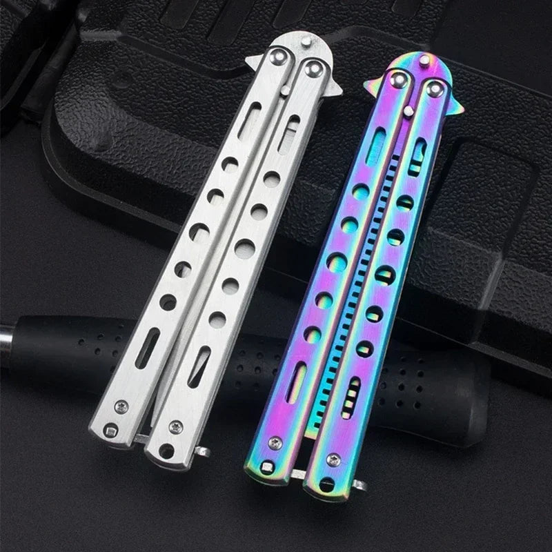 Foldable Comb Stainless Steel Practice Training Butterfly Knife Comb Beard Moustache Brushe Salon Hairdressing Hair Styling Tool Beauty World Shop