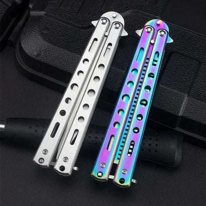 Foldable Comb Stainless Steel Practice Training Butterfly Knife Comb Beard Moustache Brushe Salon Hairdressing Hair Styling Tool Beauty World Shop