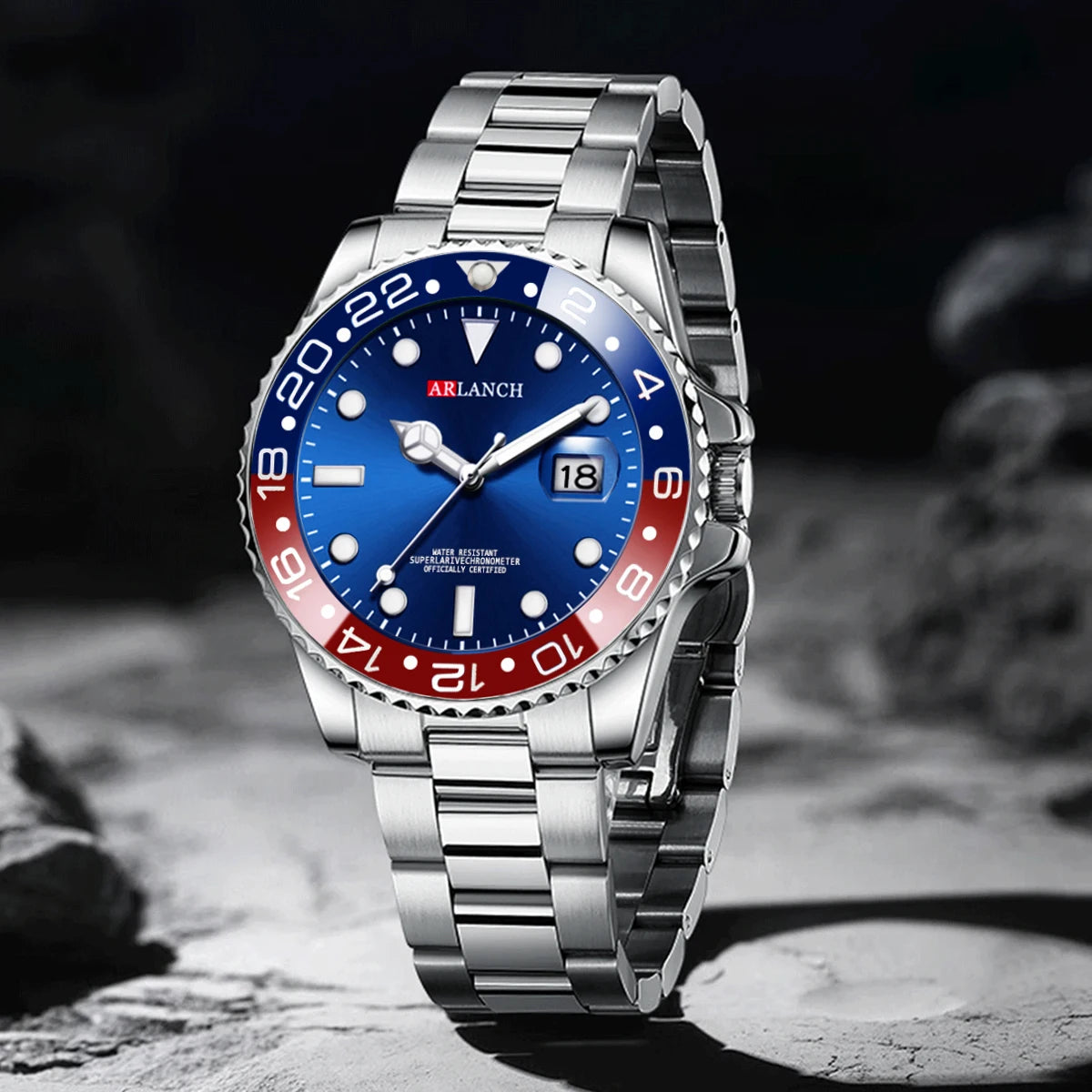 Business Stainless Steel Watch 40mm Classic Red Blue Circle Diving Series Magnifying Glass Calendar Quartz Watches montre homme Beauty World Shop