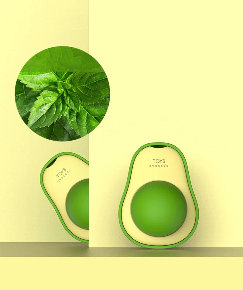 Avocado Catnip Ball Rotatable Pet Toy Mint Ball Wall Stickup Cat Snacks For Kitten Cat Cartoon Pet Teeth Cleaning Supplies