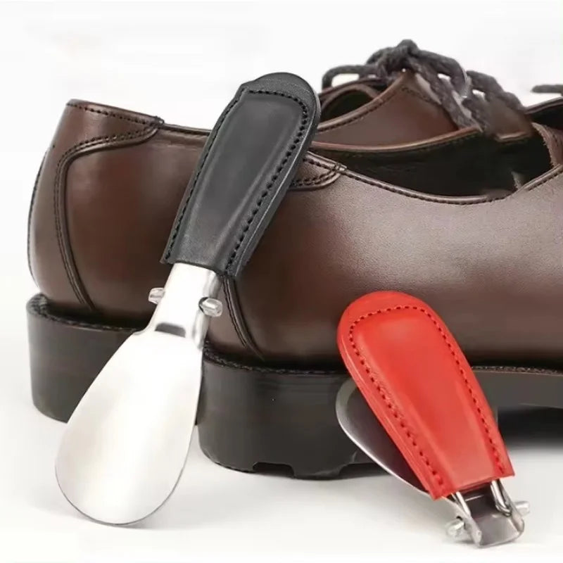 1 stainless steel shoehorn with leather bag, mini portable folding shoehorn, shoehorn for men and women. Beauty World Shop