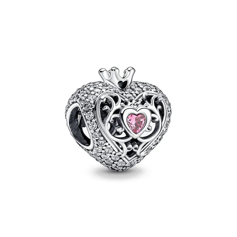 2025 Hot selling 925 Silver Pink Bird Moon Pendant Suitable for European Bracelets DIY Accessories Women's Charm Jewelry Gifts Beauty World Shop
