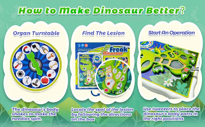 Dinosaur Operation Board Game for Kids Ages 3-8 with Tweezers and Fun Game Pieces, for 1 or More Players Beauty World Shop