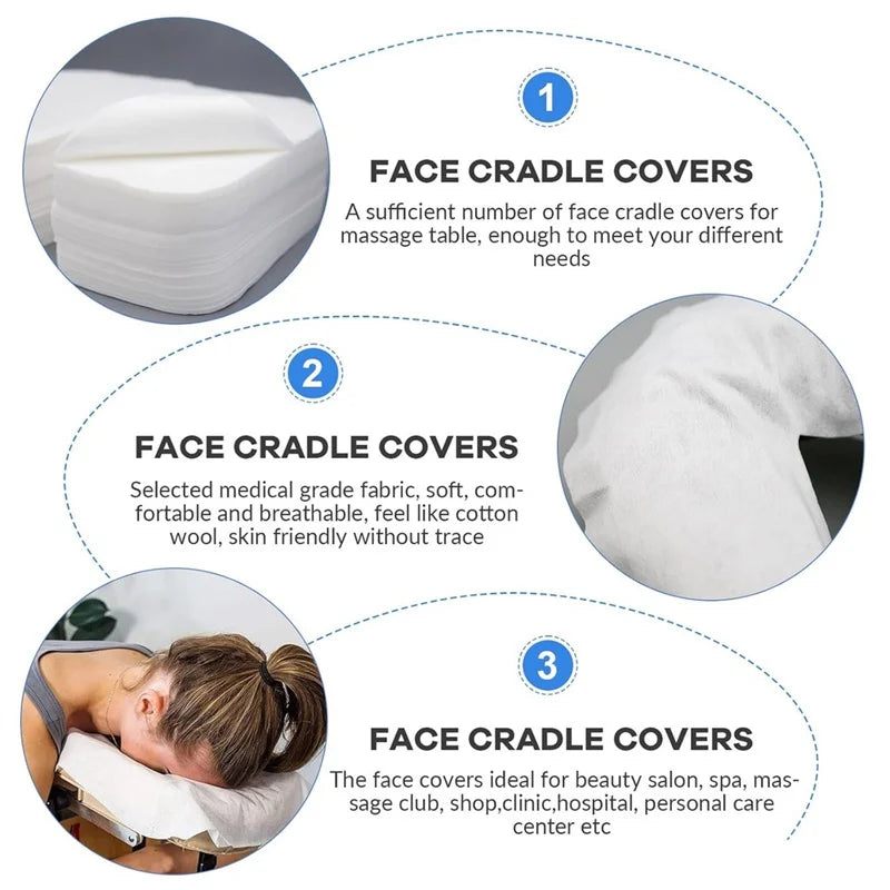 500/100pcs Disposable Face Cradle Covers Headrest Massage Pillow Paper Soft Non-Woven Face Covers for Spa Salon Beauty Supplies Beauty World Shop