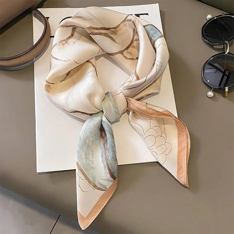 60Colors Luxury Scarf Women 70*70Cm Silk Feel Square Hair Wrapping Foulard Satin Shawl Big Size Head Bandana Hijab Handkerchief Beauty World Shop