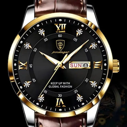 POEDAGAR Luxury Brand Men Watches Waterproof Luminous Leather Quartz Man Wristwatch Casual Sports Military Watch For Men relogio Beauty World Shop
