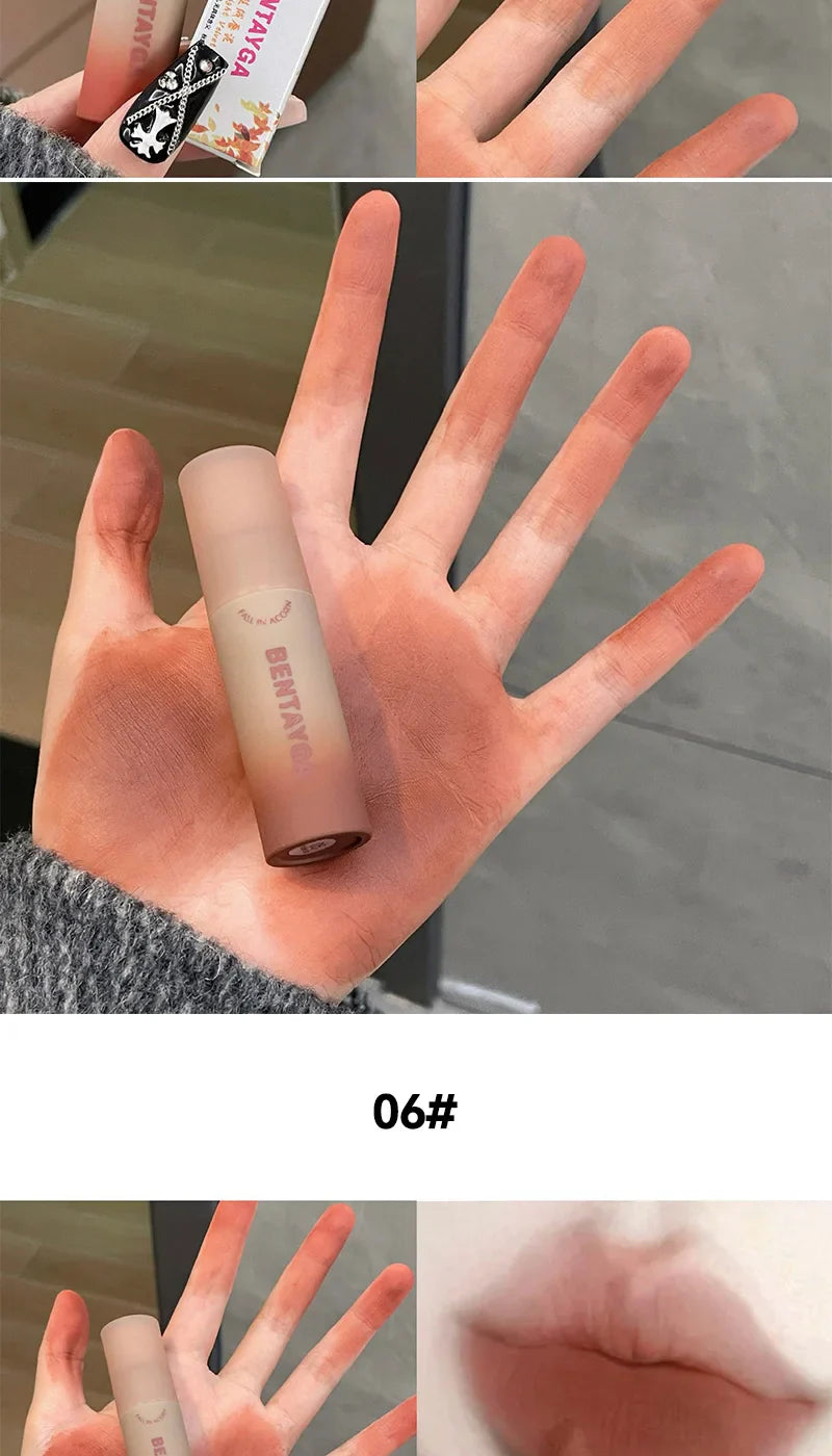 BENTAYGA Autumn Velvet Lip Mud — Matte Finish, Skin-Tone Enhancing Lip Tint, Versatile Nude Makeup, Budget-Friendly for Students Beauty Trend Shop