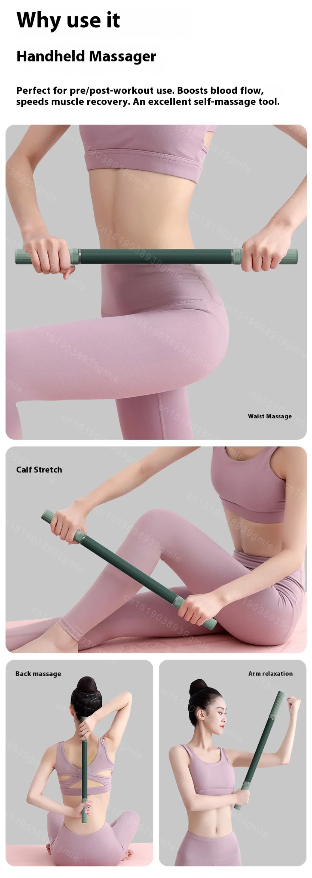 요가 근막 스틱 Yoga Fascia Stick 57cm Extended Muscle Relaxation Massage Roller Yoga Massage Stick for Leg Stretching and Release Fitn Beauty World Shop