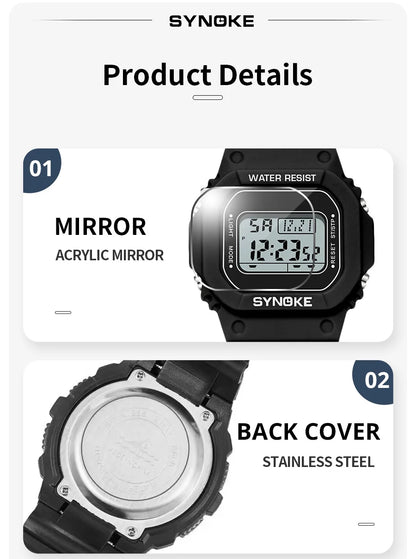 SYNOKE Outdoor Military Digital Watch For Men Fashion Retro Men Watch Sports Waterproof Men Watch Multifunctional Luminous Beauty World Shop