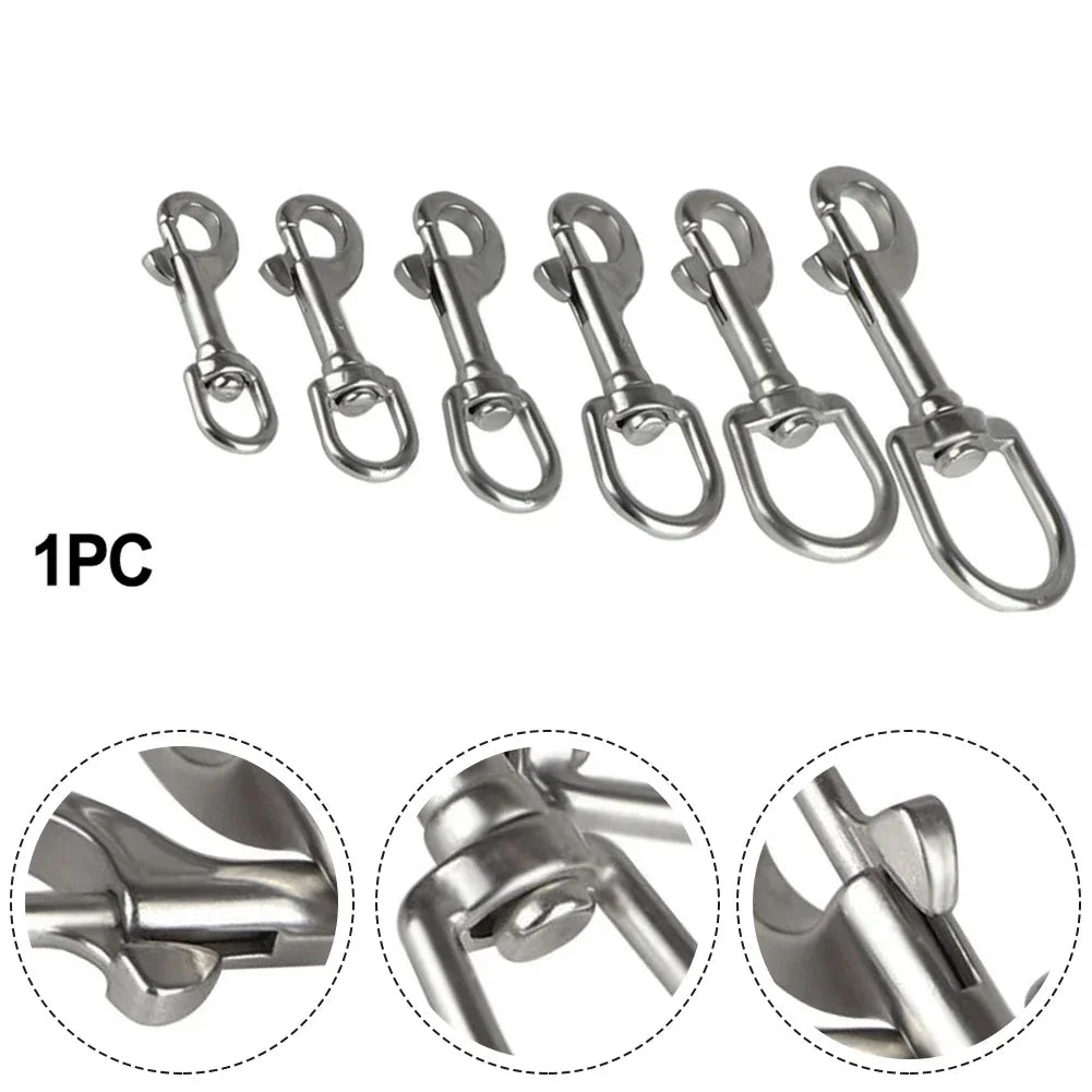 1PCS 316 Stainless Steel Diving Swivel Bolt Snap Spring Hook Clip For Scuba Diving Pet Leash Flag Stainless Steel Oval Swivel Beauty World Shop