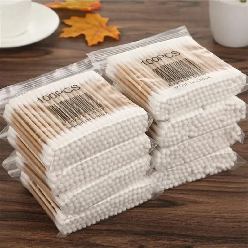 500pcs Double Head Cotton Swab Women Makeup Cotton Buds Tip for Wood Sticks Nose Ears Cleaning Health Care Tools Beauty Fashion