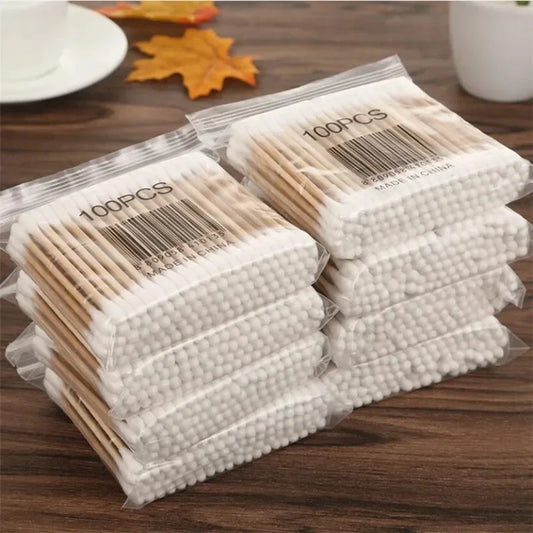 500pcs Double Head Cotton Swab Women Makeup Cotton Buds Tip for Wood Sticks Nose Ears Cleaning Health Care Tools Beauty Fashion