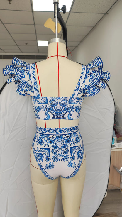 2026 New Sexy Ruffle Bikini Set Printed Brazilian Biquini Women Swimwear Skirt Bathing Suit Girls Summer Beachwear Dress Beauty World Shop