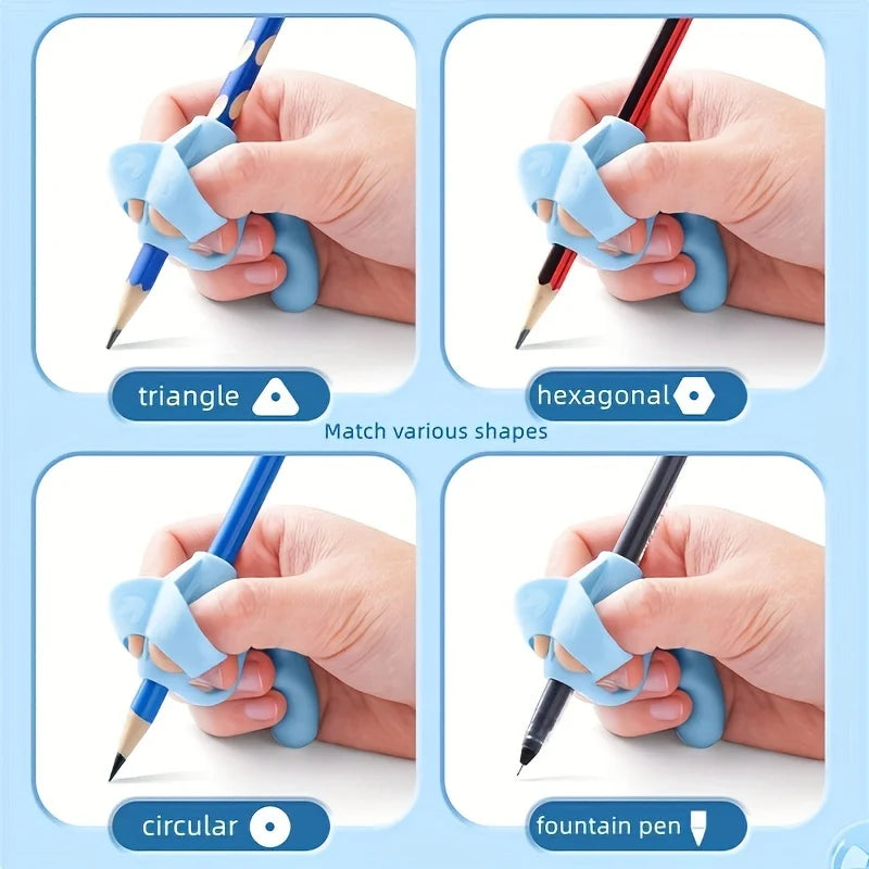 4pcs Grip Pen Corrector Set Writing Corrector Soft Rubber Writing Posture Grip Pen Handwriting Aid Correction Tool Beauty World Shop
