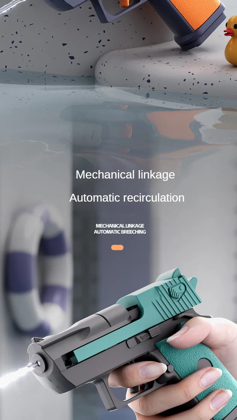Hot Mini Desert Eagle Mechanical Continuous Firing Water Gun Small Pistol Summer Outdoor Beach Poor Toy Shoot Water Gun for Kids Beauty World Shop