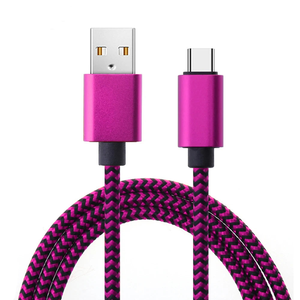 USB Type C Cable Date Sync 2.4A Fast 1M 2M 3M Charging Nylon Braided Wire Charger Cable For Samsung Huawei Android Mobile Phone Beauty World Shop