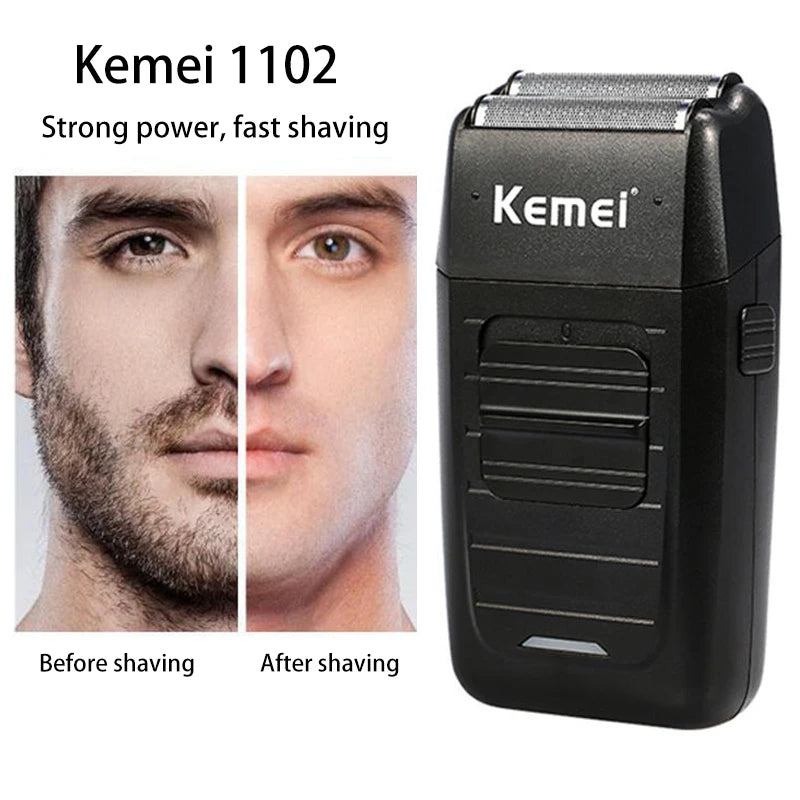 Kemei Rechargeable Cordless Shaver for Men Twin Blade Reciprocating Beard Razor Face Care Multifunction Strong Trimmer  KM-1102 Beauty World Shop