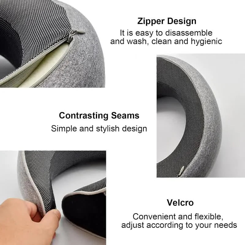 Travel Neck Pillow Memory Foam U-shaped Pillow Snail Style Travel Neck Support Portable Adjustable Soft Noon Break Sleep Pillows Beauty World Shop