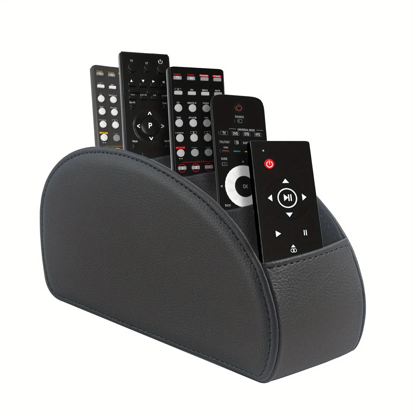 PU Leather Remote Control Holder5Compartments,Multi-Device Organizer for TV/DVD/Blu-Ray,Desk & DrawerStorageBoxHome&OfficeDecor Beauty World Shop