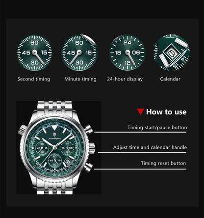 POEDAGAR Luxury Watches For Men Date Chronograph Stainless Steel Man Watch Waterproof Luminous Sport Military Men's Quartz Watch Beauty World Shop