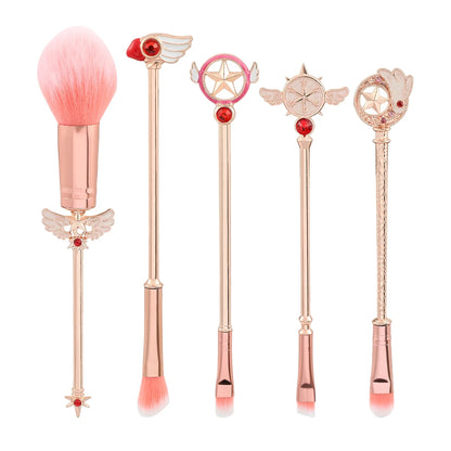 5pcs Metal Handle Soft Fluffy Makeup Brush Set Anime Card Captor Sakura Cosmetics Powder Brush Pink Eyeshadow Eyebrow Brush Beauty World Shop