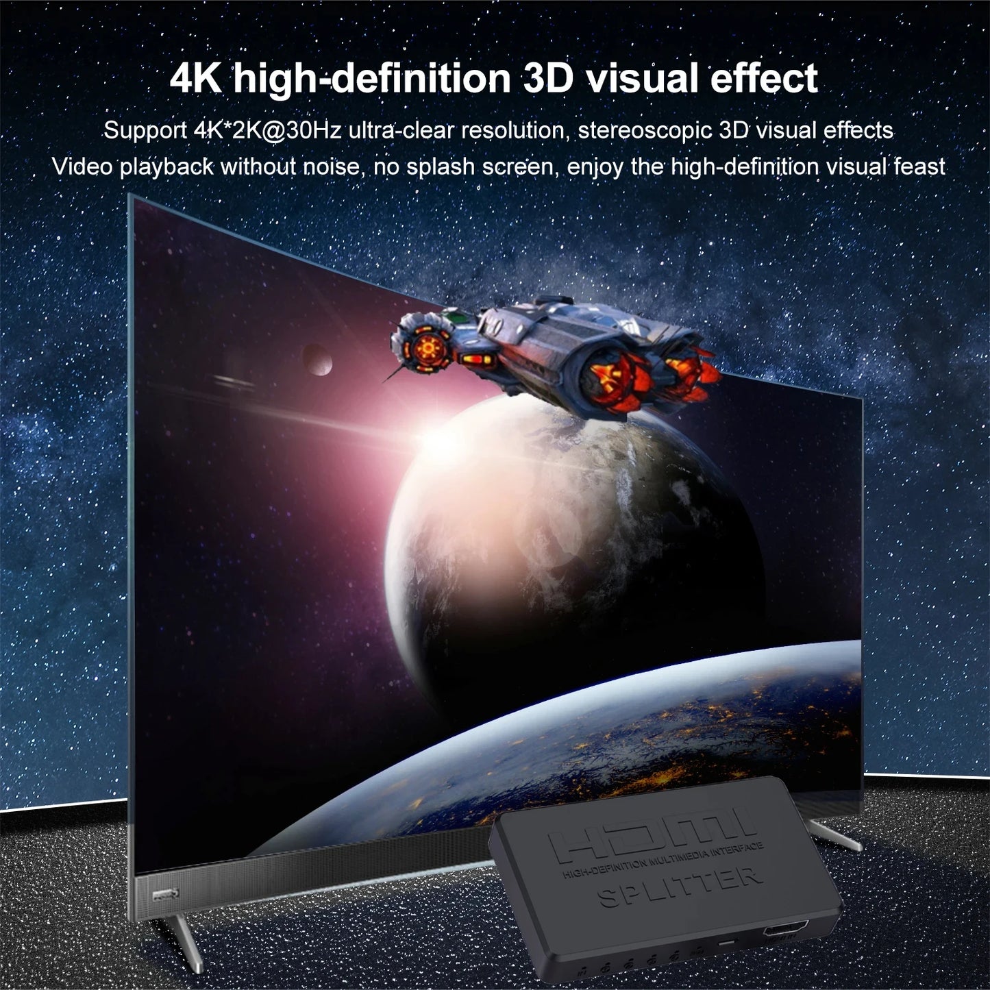 4K 2K HDMI Splitter 1 in 4 out 4x1 HDMI Switch HDMI-compatible Adapter HDTV 1080P Video Switcher for Xbox PS4 DVD HDTV PC Laptop Beauty World Shop