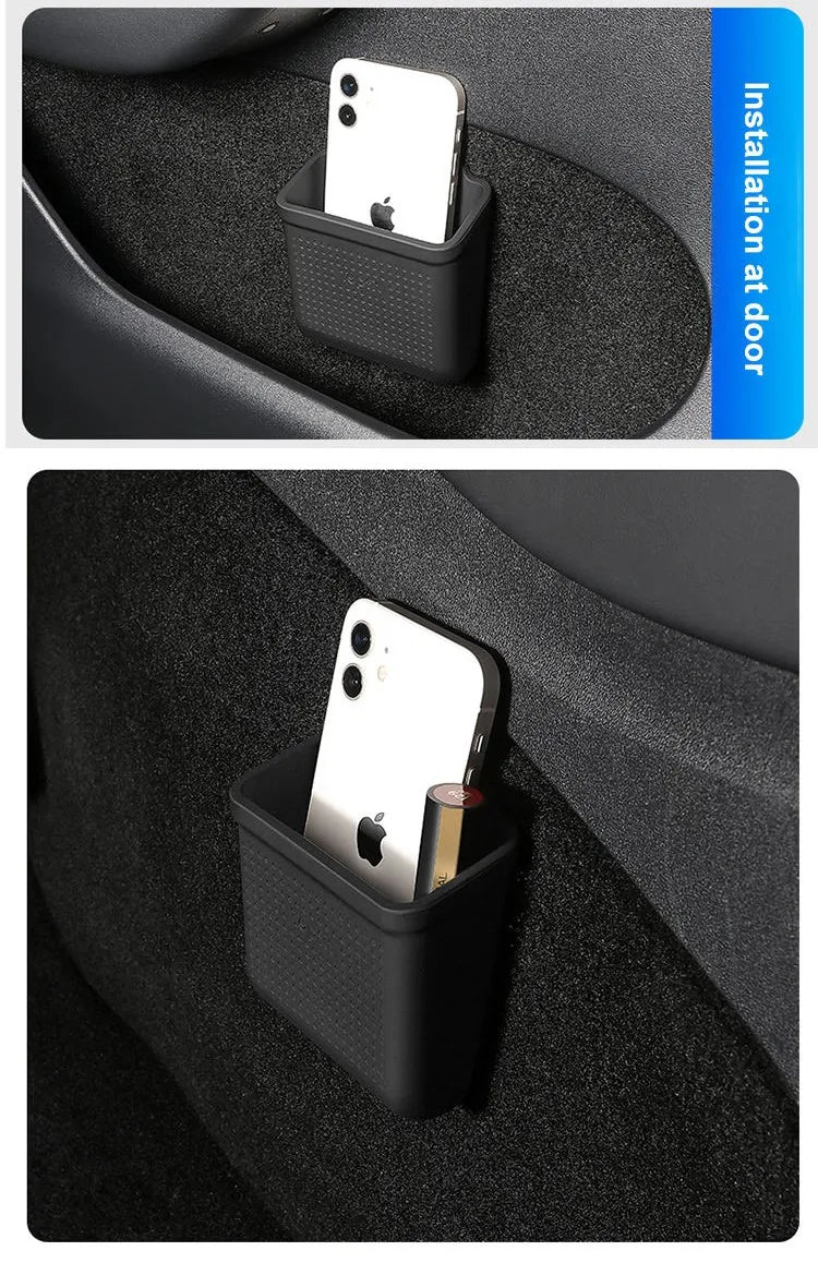 Silicone Car Storage Box For Tesla Model 3 Y S X 2017-2022 2023 Hidden Organizer Tray Bag Box Phone Coin Holder Auto Accessories Beauty World Shop