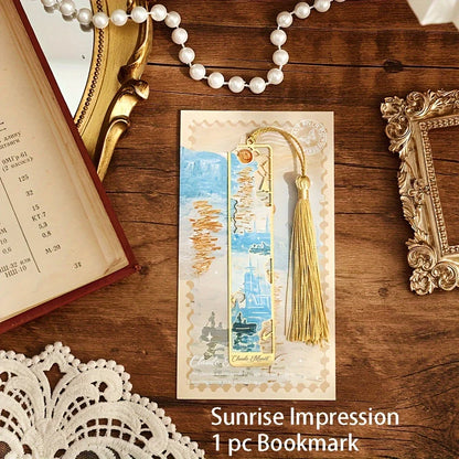 Vintage Oil Painting Metal Bookmarks - Hollow Hot Stamping Long Tassel Bookmarks - Stationery Gifts for Book Clubs, Book Lovers, Beauty World Shop
