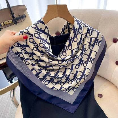 1 Pcs 90cm Ladies' Silk Scarf Vintage Fashionable Versatile Printed Silk Spring Hair Band Hijab Sunsceen Neckerchief Shawl Wraps Beauty World Shop